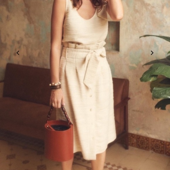 Sezane Dresses & Skirts - Sezane Thaia Skirt Ecru Paper Bag Style FR 38 US 6